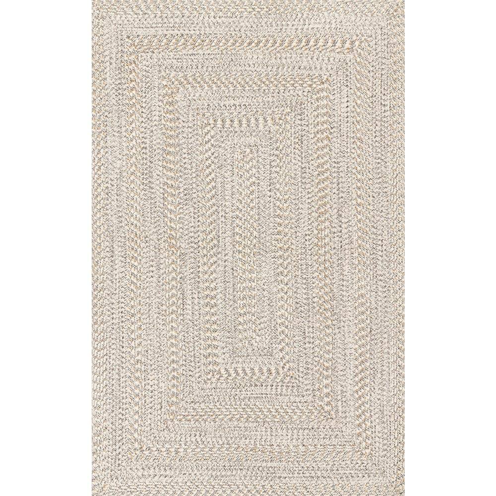 Ivory Braided Oval Indoor/Outdoor Easy Care Rug, 6' x 9'