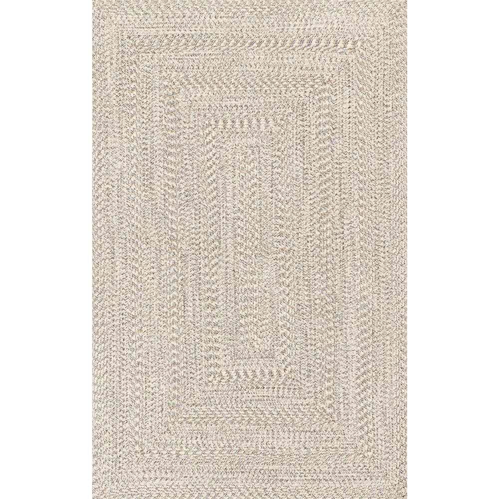 Ivory Braided Synthetic Oval Rug, Easy Care 52" x 24"