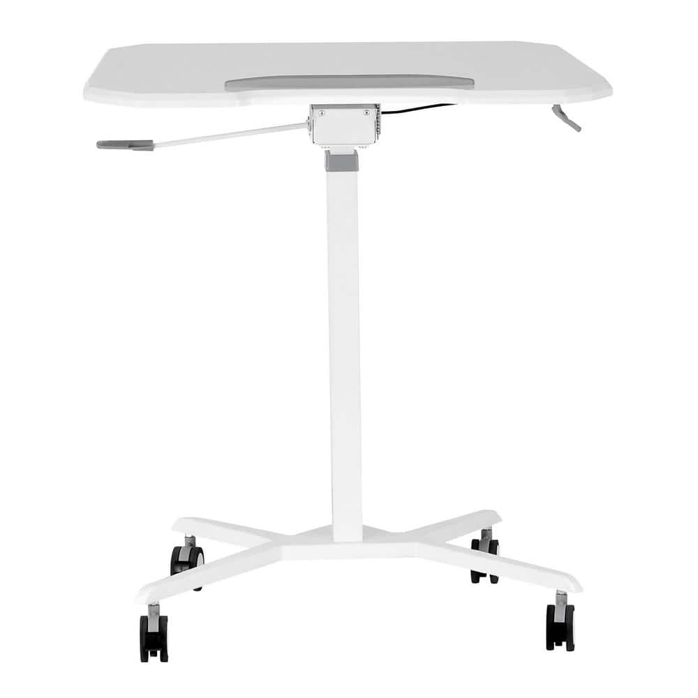 White Adjustable Height Mobile Laptop Stand with Steel Frame