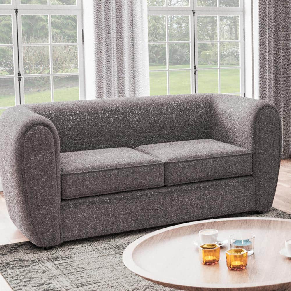 Furniture of America Katie 67 in. Gray Boucle Polyester Fabric 2Seater Modern Loveseat With