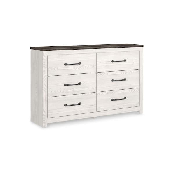 Benjara 15.59 in. Gray and White 6Drawer Wooden Dresser Without Mirror