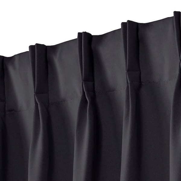 EXCLUSIVE HOME Sateen Charcoal Solid Woven Room Darkening Double