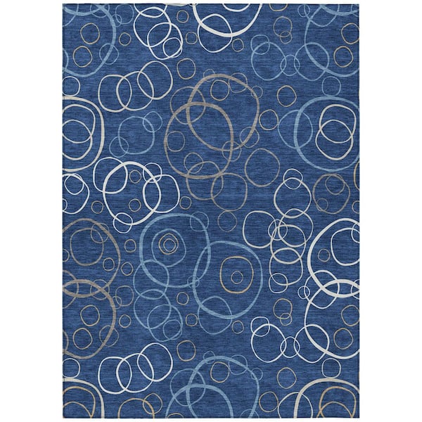 Chantille Machine Washable Indoor/Outdoor Abstract ACN2408 Navy 10 ft. x 14 ft. Area Rug