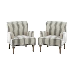 Imperia Gray Polyester Arm Chair 2 with Nailhead Trim (Set of 2)