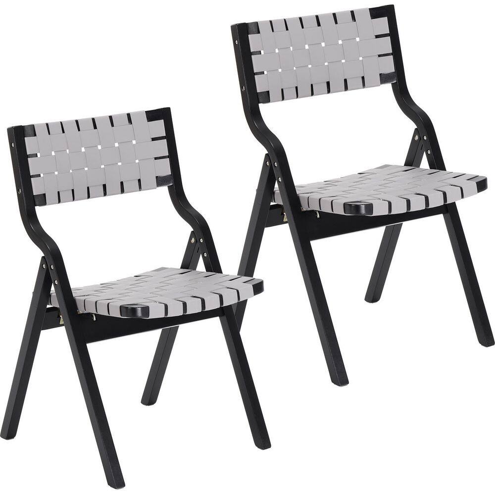 Folding Chairs, Wooden Indoor Stackable Dining Chairs for Kitchen & Dining Room Chair Woven Seat & Webbing Back,Set of 2 price history on PriceWatchPro