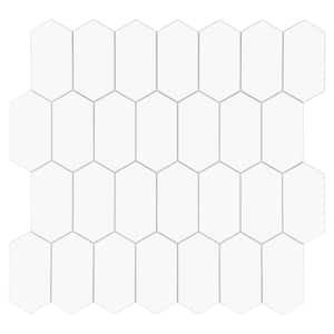 Small Long Hexagon 12 in. x 11.5 in. White Peel and Stick Backsplash Stone Composite Wall Tile (10-Tiles, 9.68 sq. ft.)
