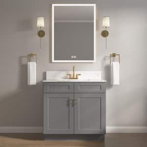 36 in. W x 21 in. D x 34.5 in. H Ready to Assemble Bath Vanity Cabinet without Top in Shaker Grey