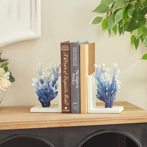 Blue Metal Ombre Coral Bookends (Set of 2)