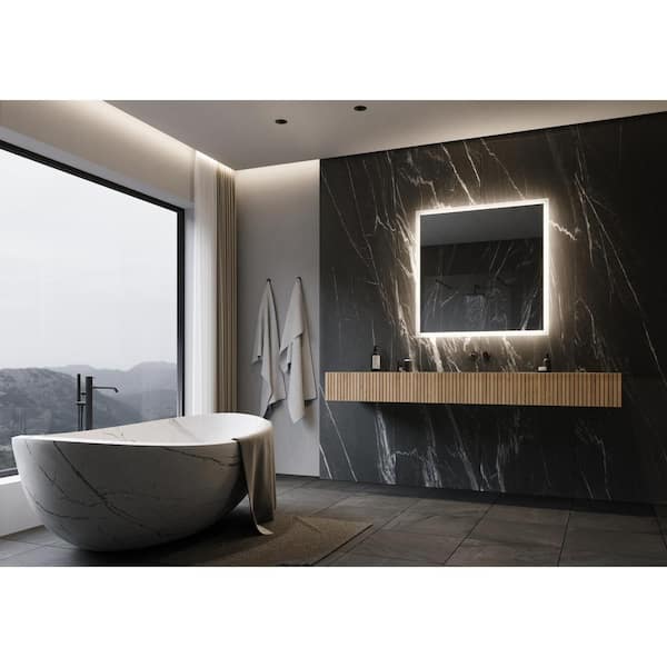 PARIS MIRROR Backlit 36 in. W x 36 in. H Square Frameless Wall Mounted Bathroom Vanity Mirror 3000K LED