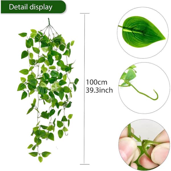 Afoxsos 40 in. H Artificial Ivy Hanging Plants, 2-Pack, 3.6 Feet, Green, Indoor/Outdoor Decor