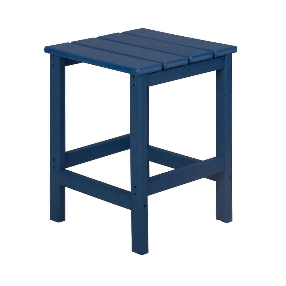 Navy Blue HDPE Plastic 7-Piece Adirondack Chair and Table Set