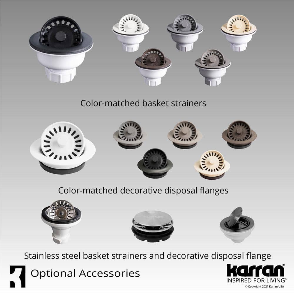 Gray Quartz Double Bowl Undermount Kitchen Sink Kit