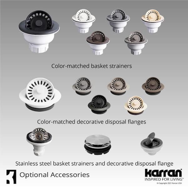 Karran QU-810 32 Undermount Double Equal Bowl Quartz Kitchen Sink in Concrete