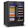Velivi 24 in. Dual Zone 18-Wine Bottles and 88-Can Built-In and Freestanding with French Door Beverage and Wine Cooler in Black KMYL120B-HD