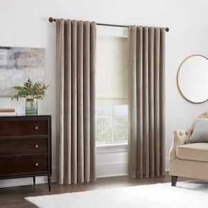 Faux Silk Ivory Solid Polyester 27 in. W x 64 in. L 100% Blackout Single Cordless Roman Shade