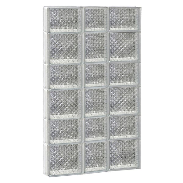 Clearly Secure 21.25 in. x 40.5 in. x 3.125 in. Frameless Diamond Pattern Non-Vented Glass Block Window