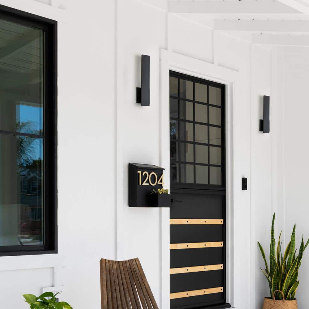 Sleek Matte Black 15" Outdoor LED Wall Sconce with Frosted Diffuser