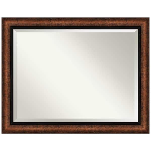 Amanti Art Hued Bronze 46.5 in. W x 36.5 in. H Framed Beveled Bathroom Vanity Mirror in Bronze