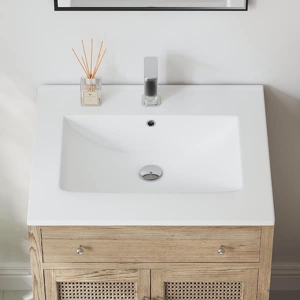 Eridanus Dayton 25 in. W x 22 in. D Vitreous China Vanity Top in White with Single Faucet Hole (Sink Only)