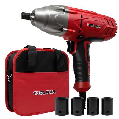 6-Amp Corded 1/2" 3200RPM 320N.m Torque Impact Driver Wrenches with 4pcs Sockets and 1pc Tool Bag