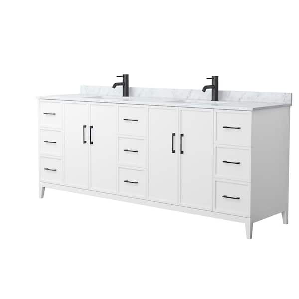 Elan 84 in. W x 22 in. D x 35 in. H Double Bath Vanity in White with White Carrara Marble Top