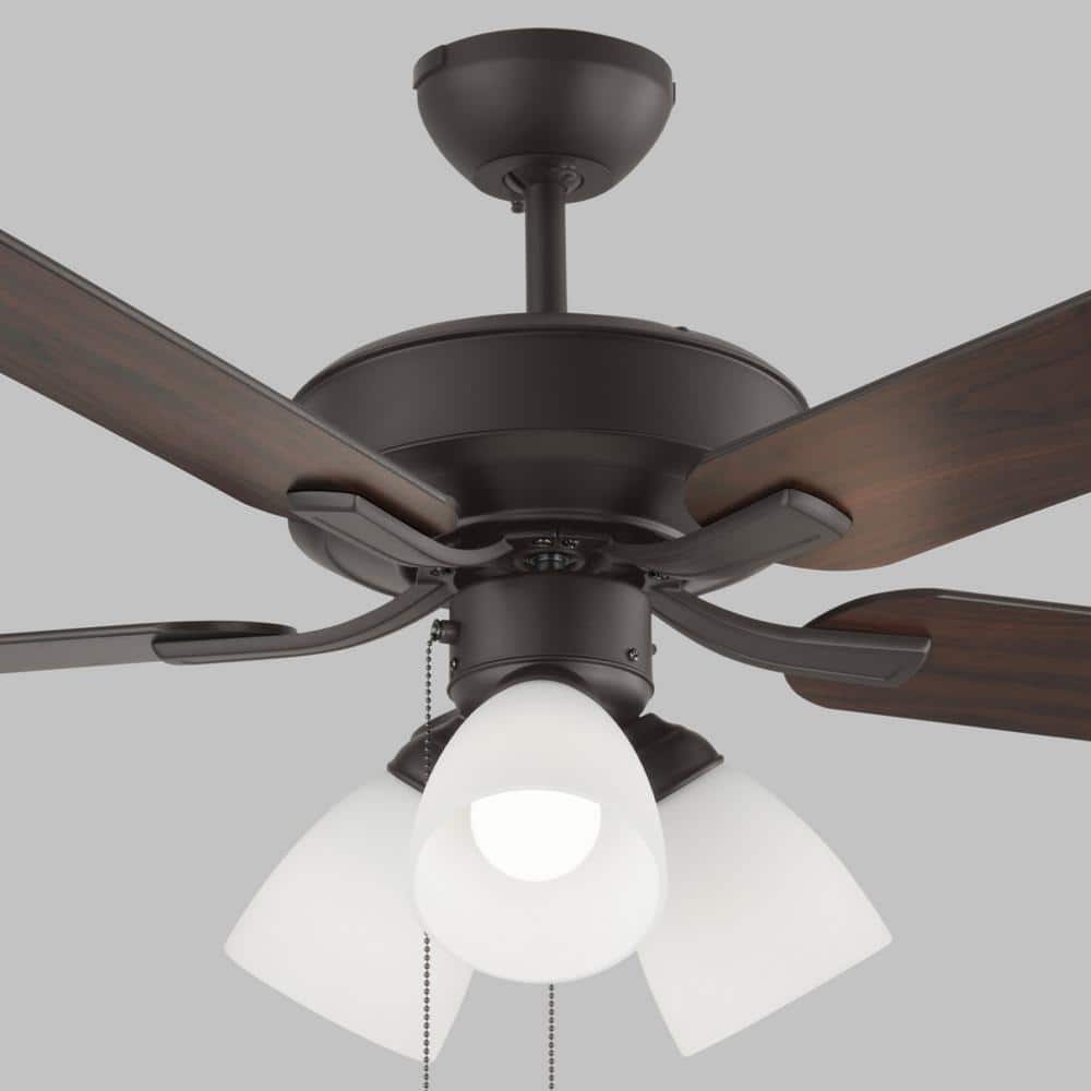 Linden 52" Bronze Ceiling Fan with Frosted Glass Shade