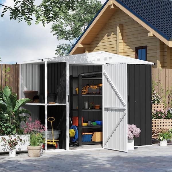 Outsunny 8 ft. x 4 ft. Garden Storage Shed, Outdoor Metal Tool