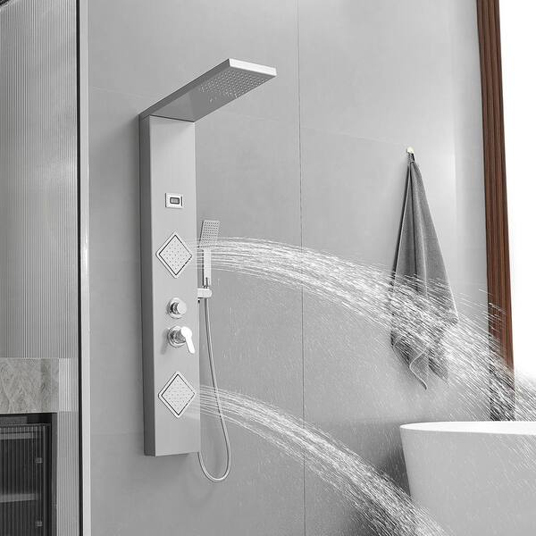 Shower Faucet Rainfall Waterfall Shower Panel Tower System Massage Jet  Mixer kit