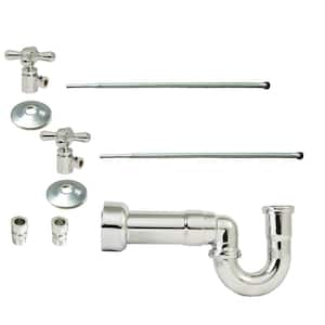 LA-Style Pedestal Lavatory Kit with Cross Handles, Polished Nickel