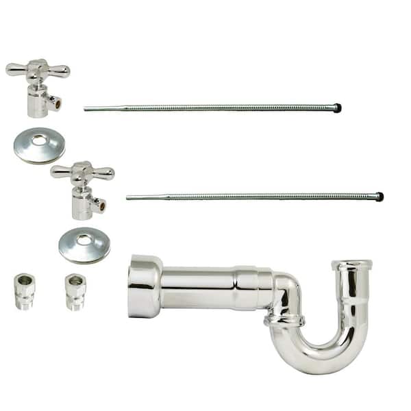 LA-Style Pedestal Lavatory Kit with Cross Handles, Polished Nickel