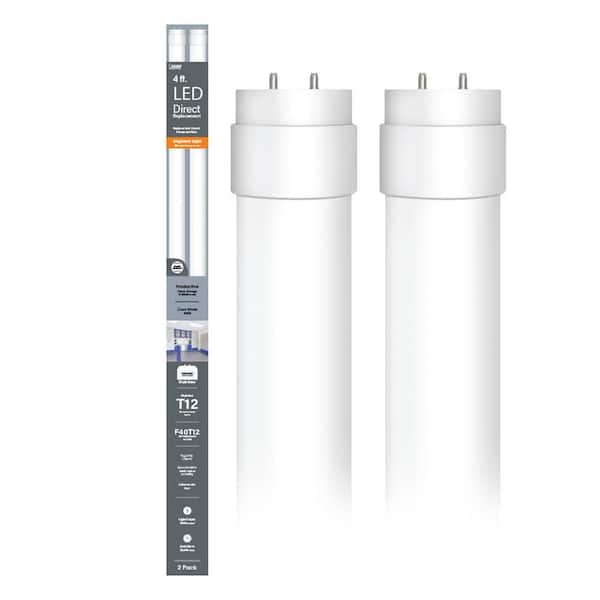 40-Watt 4 ft. T12 G13 Type A Plug and Play High Output Linear LED Tube Light Bulb, Cool White 4000K (2-Pack)