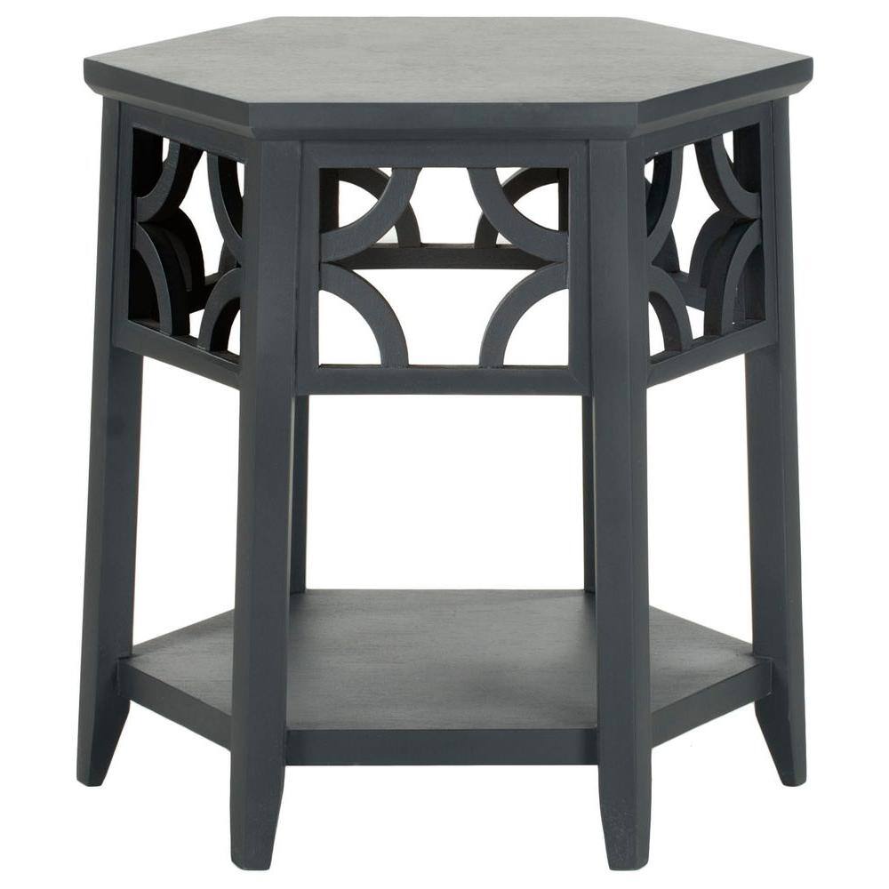 Connor Charcoal Grey 18" Hexagonal Bayur Wood End Table