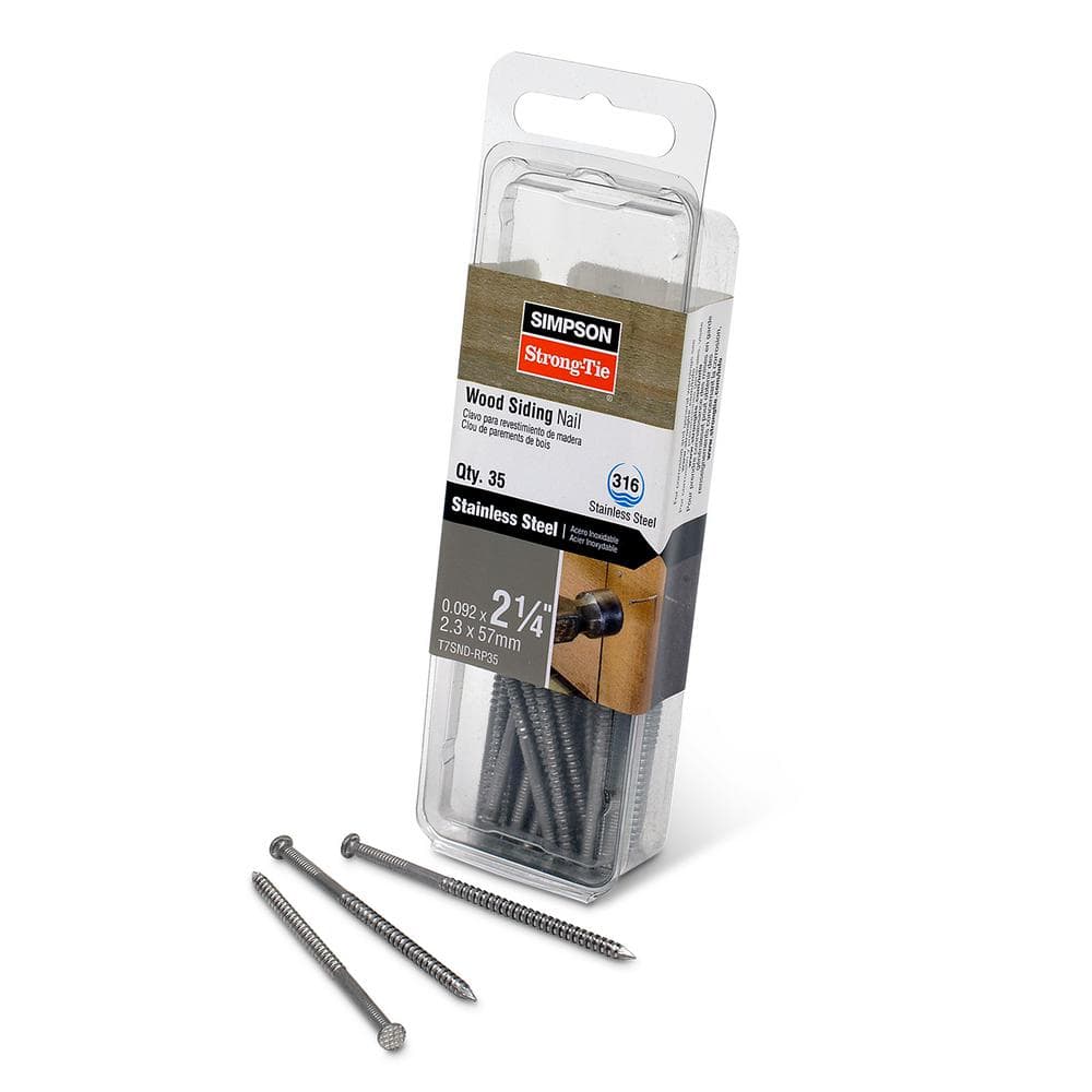 Simpson Strong-Tie 7d x 2-1/4 in. Annular-Ring Shank Type 316 Stainless  Steel Wood Siding Nail (35-Pack) T7SND-RP35 - The Home Depot