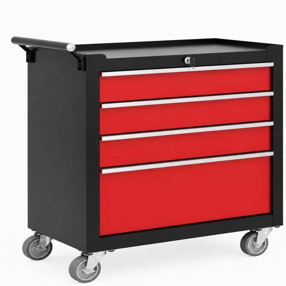 24x13x25 in. Black&Red 4-Drawer Tool Chest Tool Storage Cabinet with and Lock, Rolling Tool Cart Organizer for Workshop price history on PriceWatchPro
