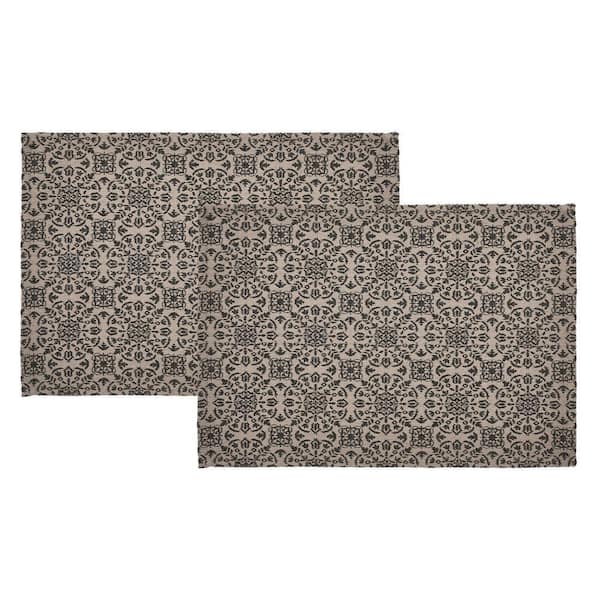 Custom House 19 in. W x 13 in. L Black Cotton Blend Primitive Placemat (Set of 2)