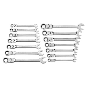 Metric/SAE 72-Tooth Flex Head Combination Ratcheting Wrench Tool Set (14-Piece)