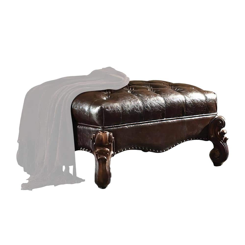 Versailles 37" Dark Brown and Cherry Oak Tufted Ottoman