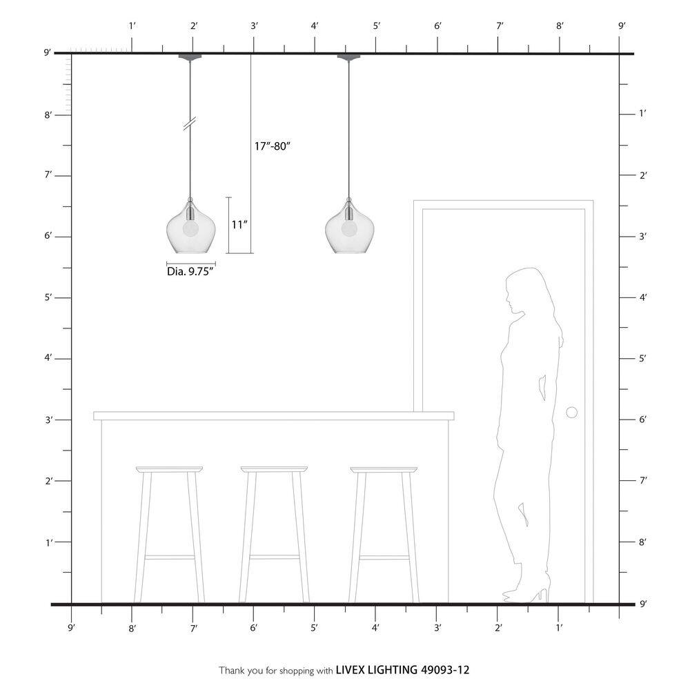Aldrich 10" Clear Glass Brass Pendant Light