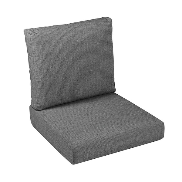 SORRA HOME 23 in. x 23.5 in. x 5 in. 2-Piece Deep Seating Outdoor Dining Chair Cushion in Sunbrella Revive Charcoal