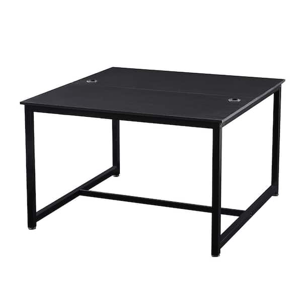 Magic Home 47.2 in. W Rectangular Black MDF Desktop Solid Steel Frame Writing Desk Extra Large Double Workstation Desk