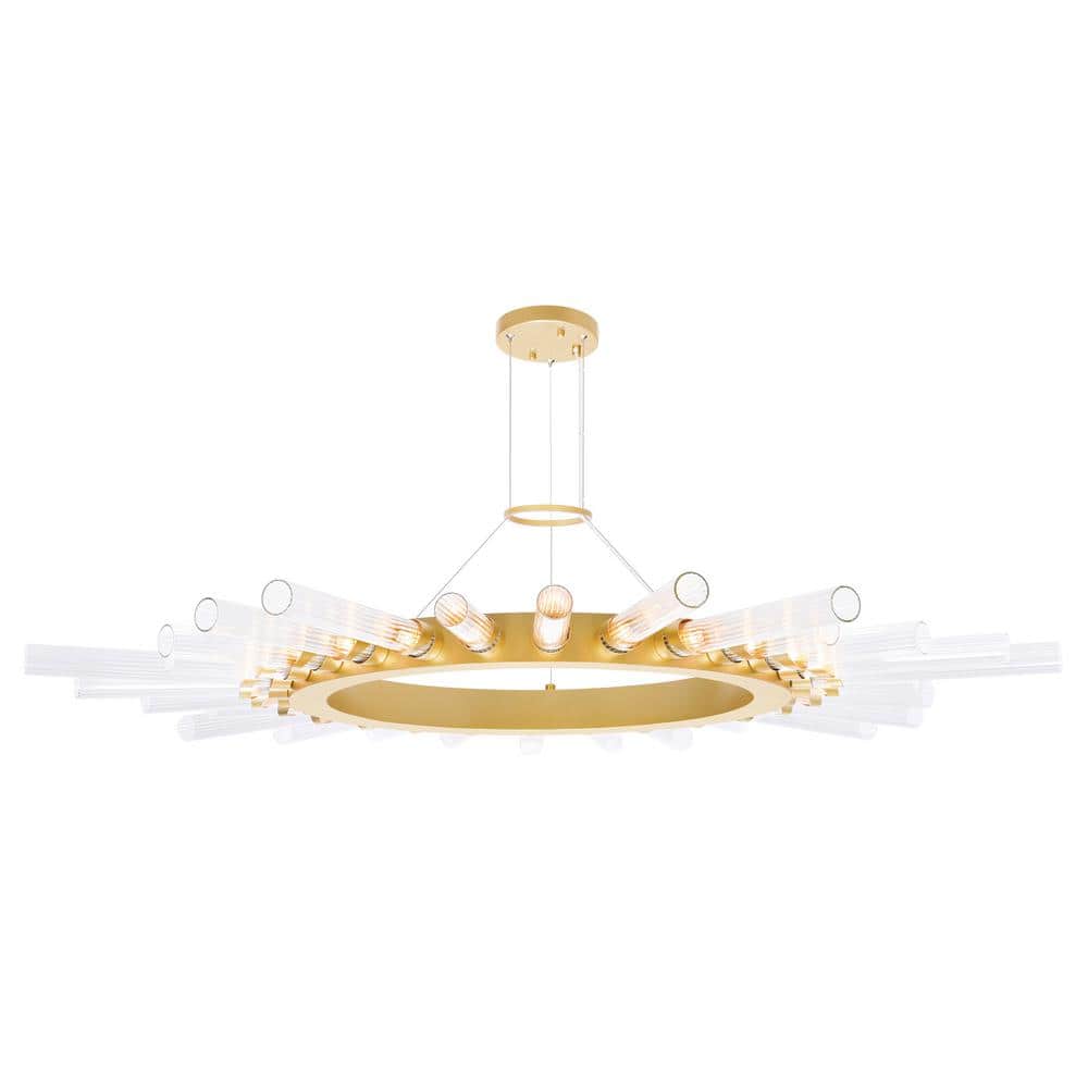 Satin Gold and Crystal 48" Modern Chandelier
