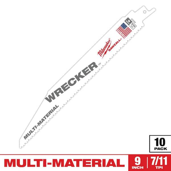 Milwaukee 9 in. 7/11 TPI WRECKER Demolition Multi-Material Cutting SAWZALL Reciprocating Saw Blades (10-Pack)
