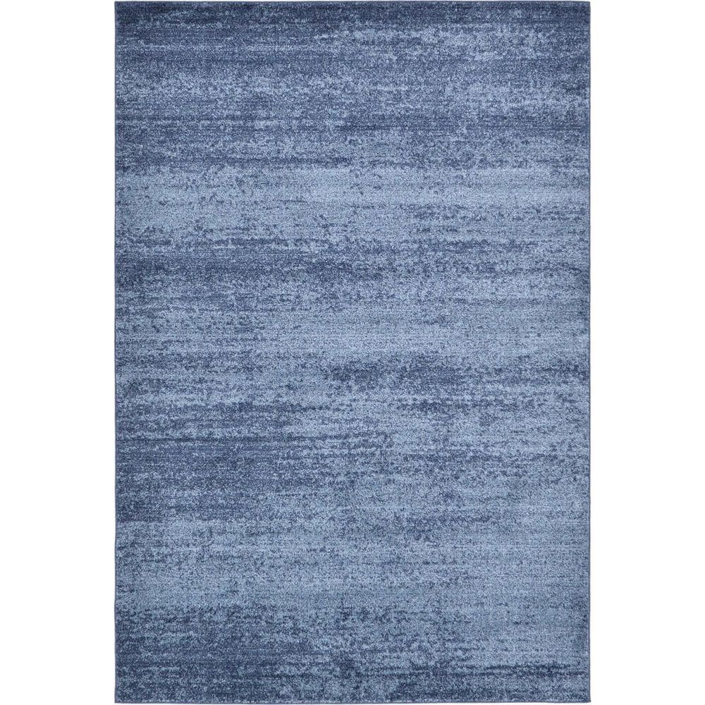 Blue Polypropylene 6 ft. x 9 ft. Solid Color Indoor Area Rug
