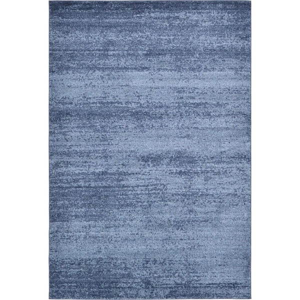 Unbranded Blue Polypropylene 6 ft. x 9 ft. Solid Color Indoor Area Rug