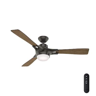Signal – Wifi Enabled Apple HomeKit/Google Home/Alexa 54 in. Indoor Noble Bronze Ceiling Fan with Light Kit and Remote
