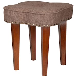 Dunhill Cloverleaf Brown Boudoir Stool with Upholstered Seat (17.5" H X 16" W X 16" D)