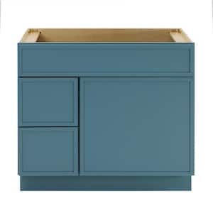 36 in. W x 21 in. D x 32.5 in. H 2-Left Drawers Bath Vanity Cabinet without Top in Sea Green