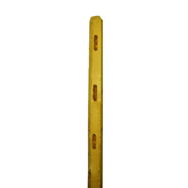 Unbranded 4 in. x 4 in. x 7 ft. Pressure-Treated Pine 3-Hole Fence Corner Post