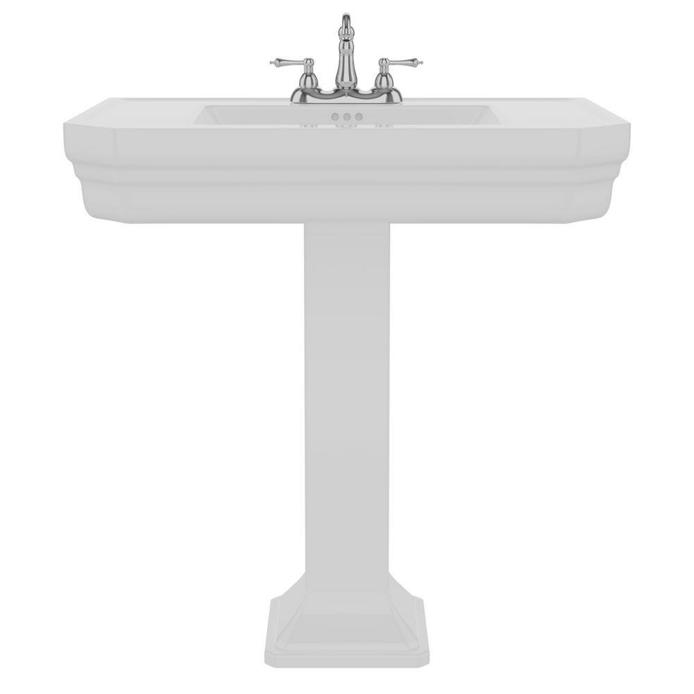 White Vitreous China Rectangular Pedestal Sink with Overflow