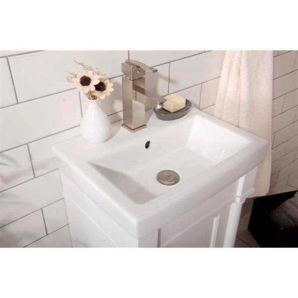 White Ceramic Top Single Freestanding Bathroom Vanity